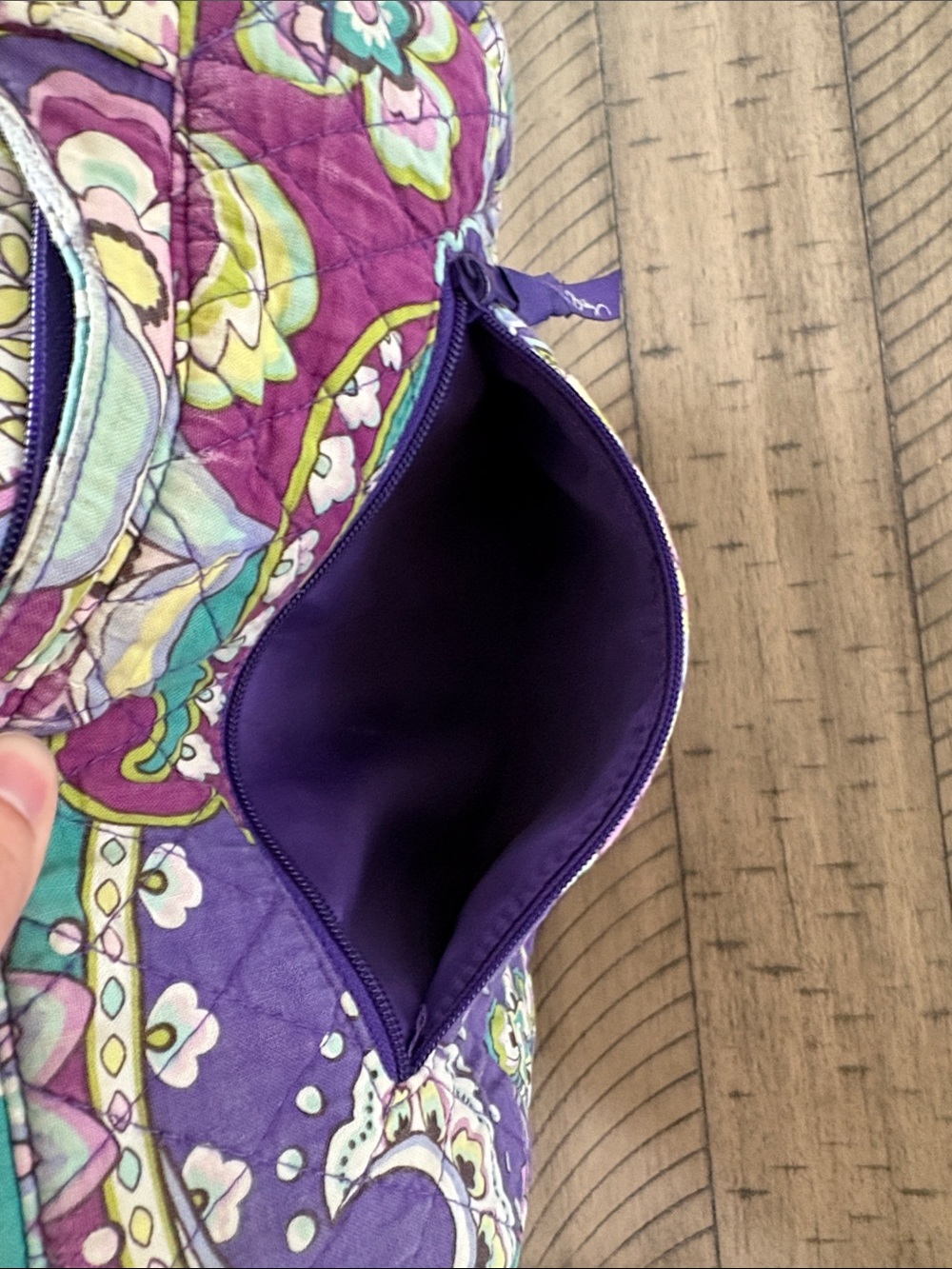Vera Bradley Purple and Teal Quilted Paisley Crossbody - Picture 9 of 11